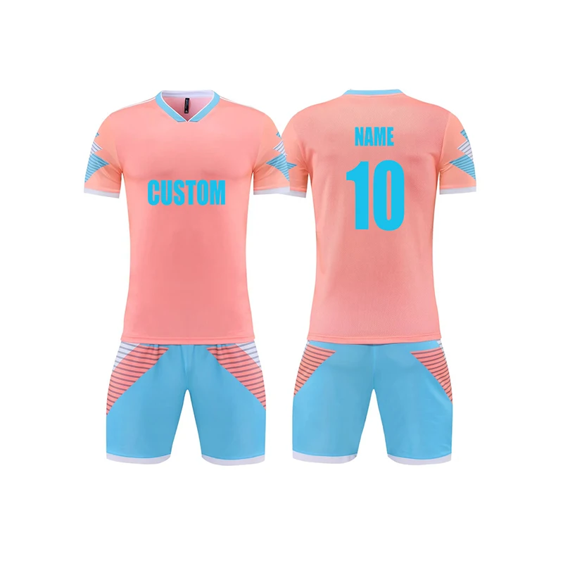 New Design 2022-23 Thai Quality Breathable Soccer Kits 100% Polyester Sublimation Custom Team Logo 7v7 Soccer Uniform