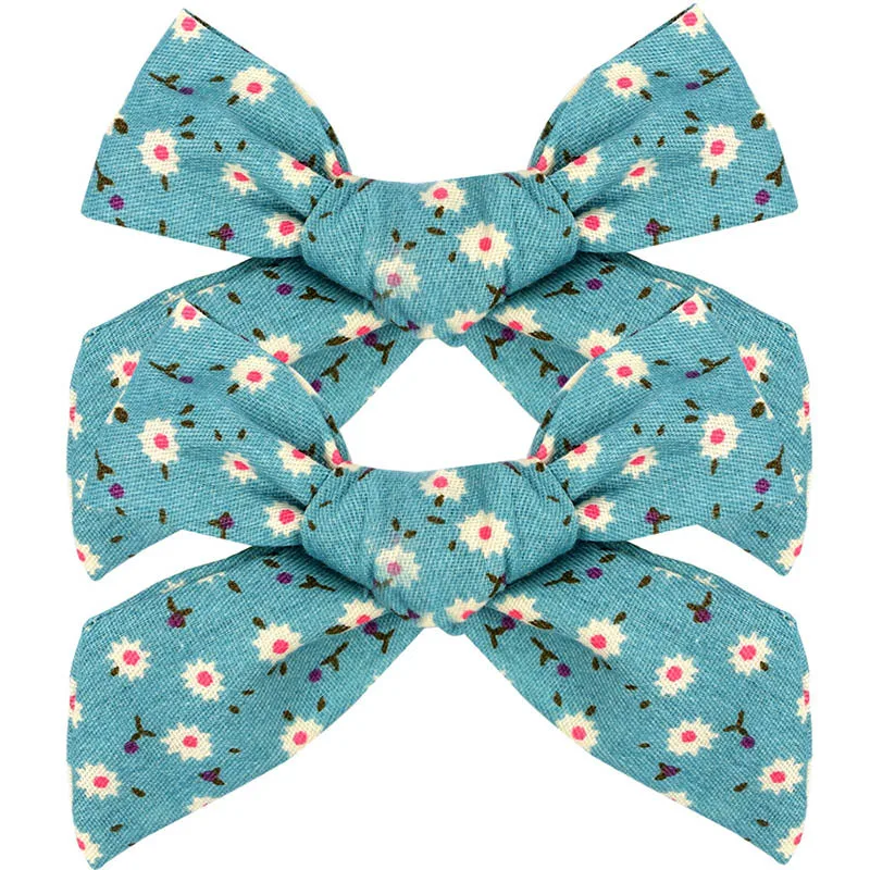 More colour High Quality Handmade Floral Prints Bows Hair Grips Little Girls Hair Clip Photo Group Shower