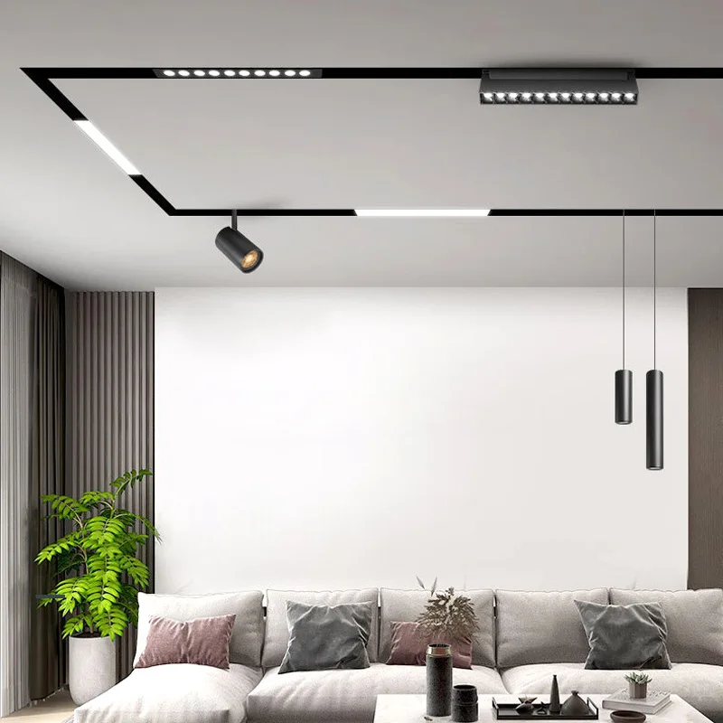 Smart Circle Ring 600mm Indoor Rail Lighting magnetic track light system DC48V Flood led linear track light control by tuya