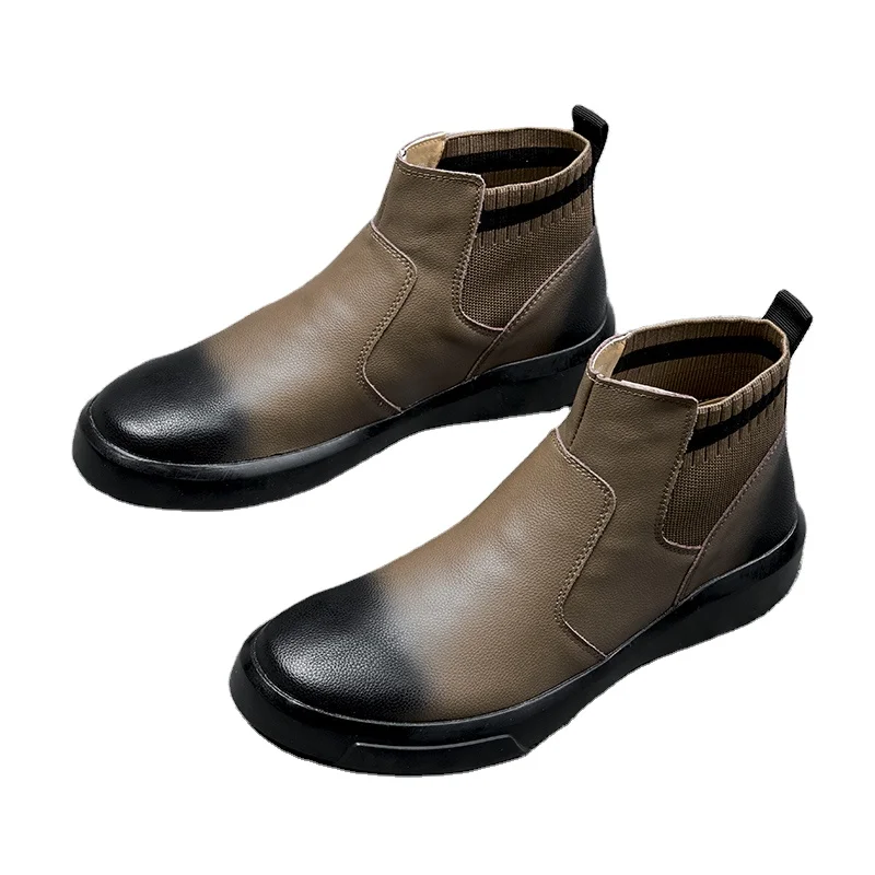 
 Оптовая продажа, мужские ботинки Sepatu из воловьей кожи второго слоя, деловая Мужская классическая обувь, рабочие ботинки челси, мужские теннисные ботинки  