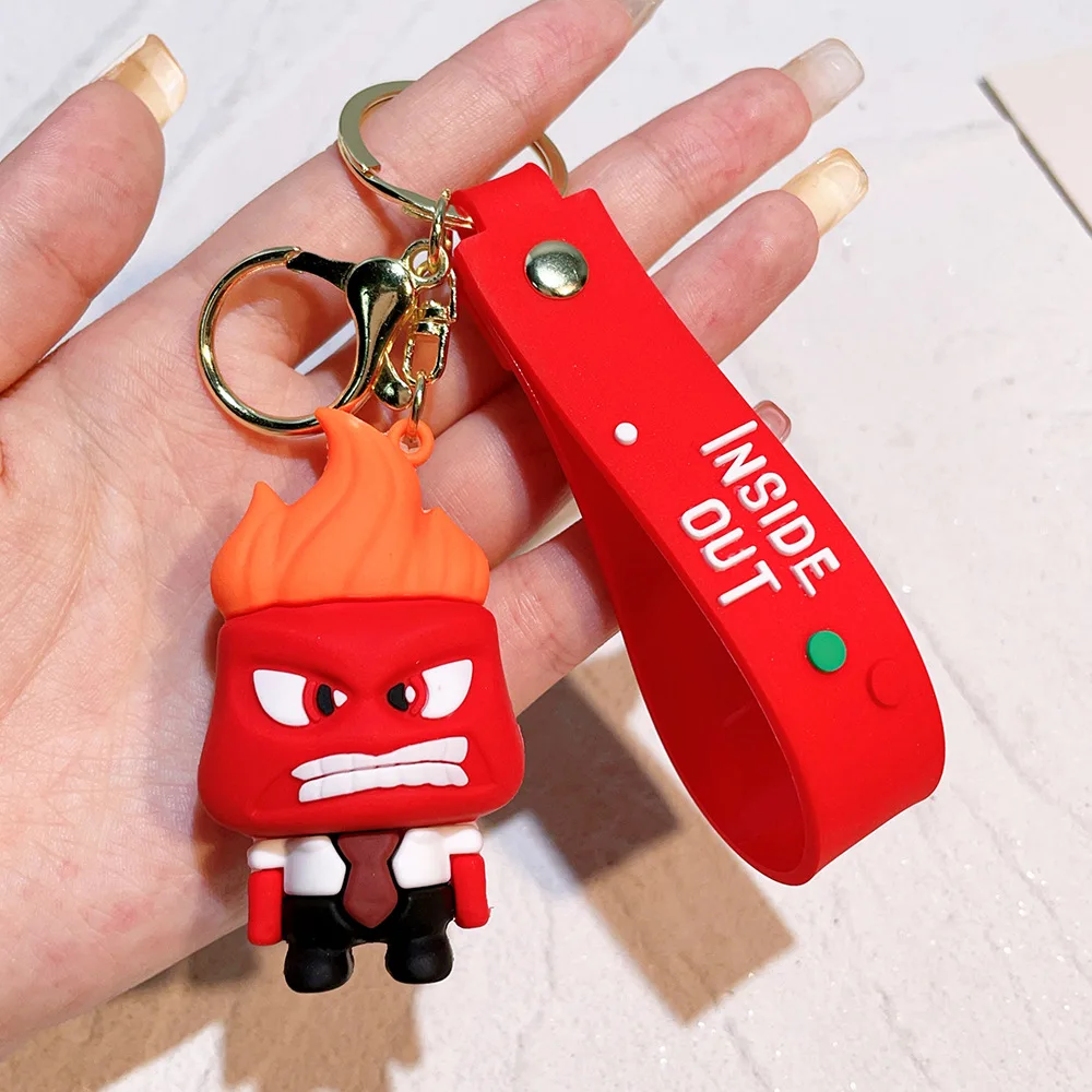 New anime movie Inside Out cartoon keychain car key chain soft rubber small gift keychains 3D Character Keychains Bag Charms