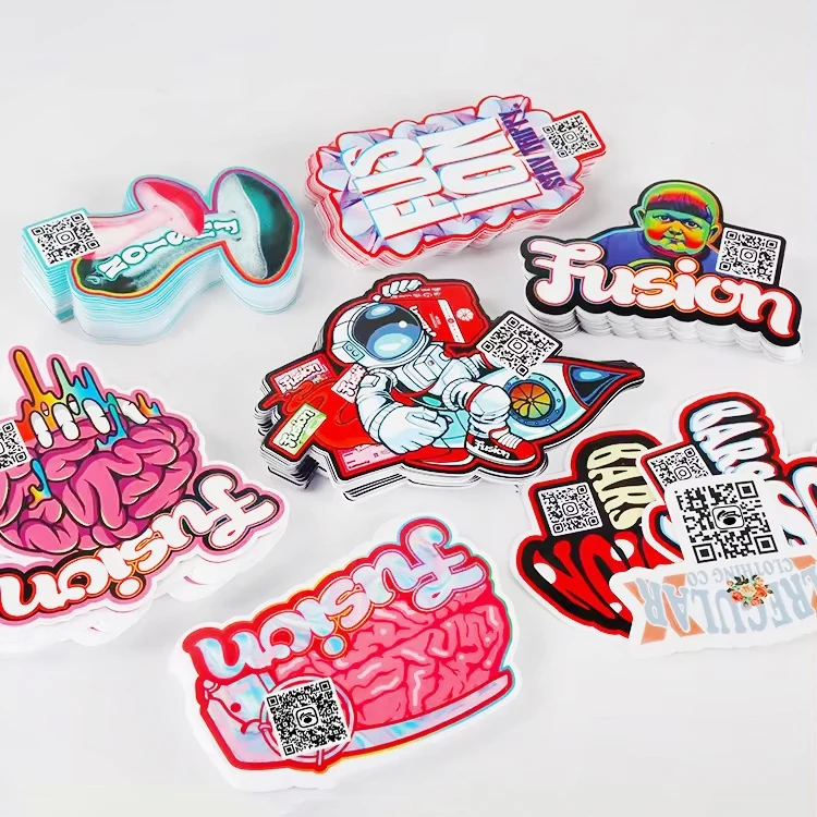 UV Resist Weatherproof Easy Peel Logo Label Stickers Self-Adhesive Waterproof Vinyl Die Cut Custom Logo Stickers with Qr Code