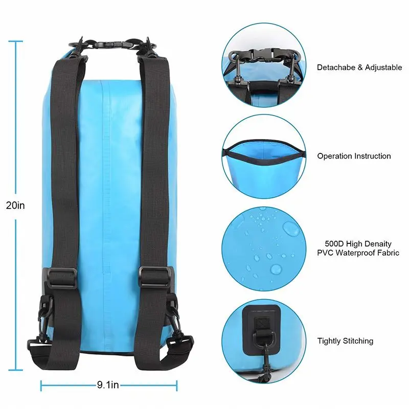 Outdoor TPU Travel Sport Hiking Ocean Pack Water Proof 10L 20L Floating Backpack Waterproof Bags Dry Bag