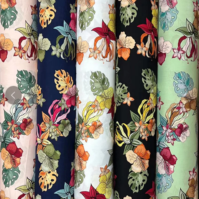 105GSM  Custom Tropical Hawaiian Printed 100%  Rayon Viscose Fabric