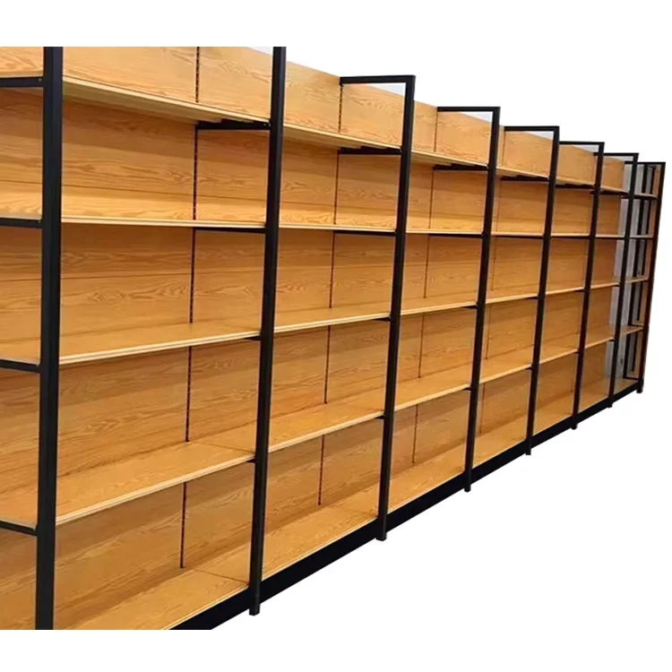 Supermarket Perforated Back Panel Shelf Cosmetic Display Heavy Duty Metal Supermarket Display Shelf stationery Display Rack