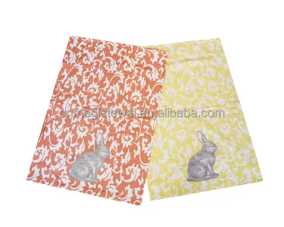 Small MOQ cheap price Custom full color printed stand white hand towel 100% cotton classic kitchen tea towel easter dish towel