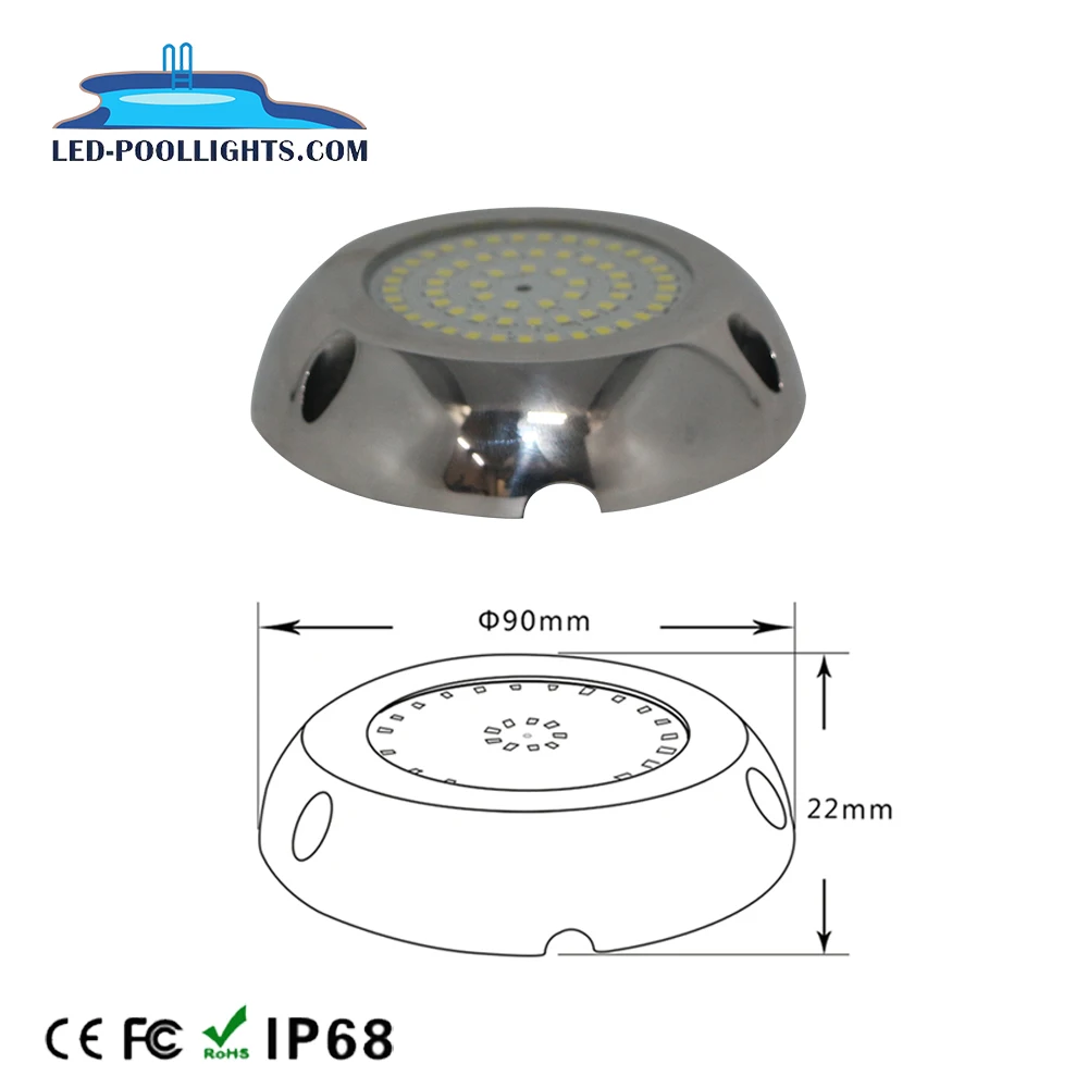 Huaxia Super Bright 18W IP68 Waterproof Boat Lights 316SS LED Underwater pool Light 12v Warm White stainless steel pool light