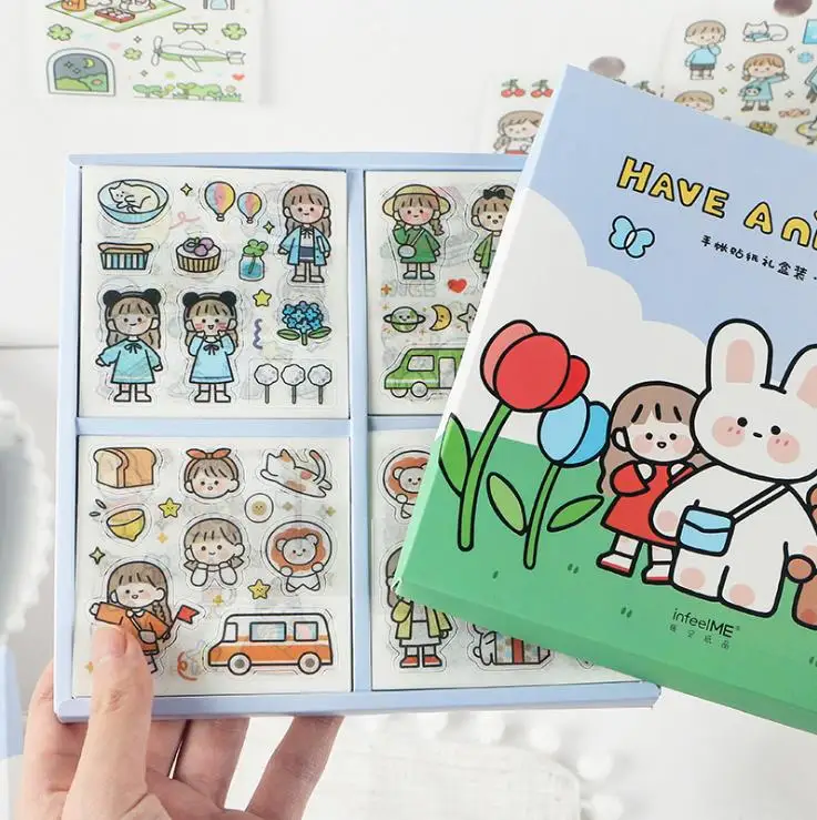 
Cute Small Size Stickers, 100pcs Doraking Boxed DIY Decoration Super Cute Girls Stickers for Laptop, Scrapbook, Diary, Notebooks 
