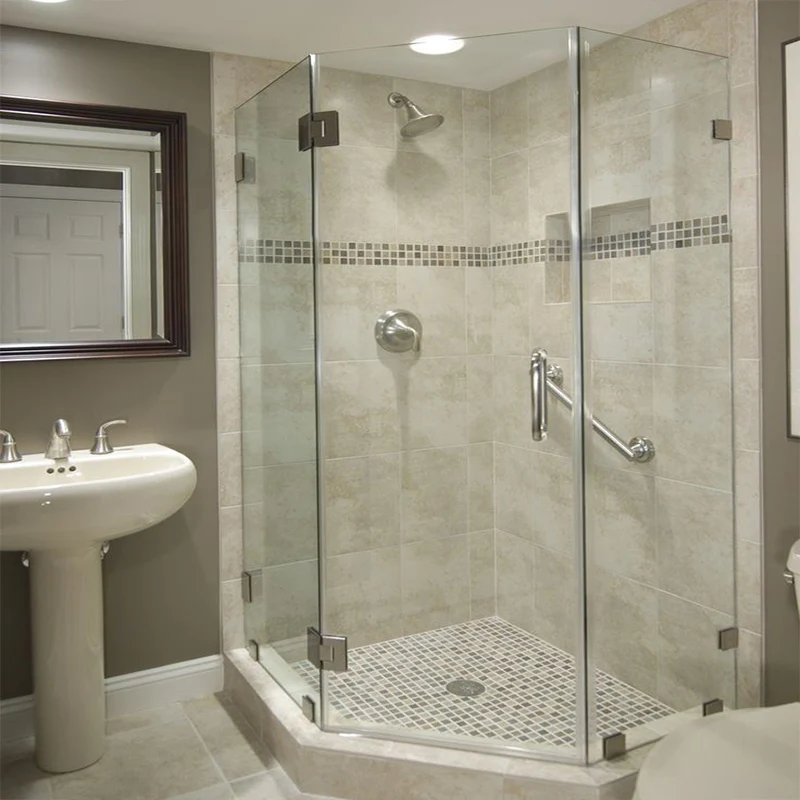 DTOP Frameless Bathroom Doors Enclosure Wheel Sliding Black Frame Shower Door For Sale