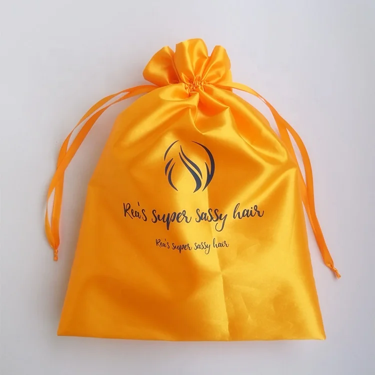 New fashion women RPET satin drawstring bag with logo custom for package satin drawstring gift bag for promotion