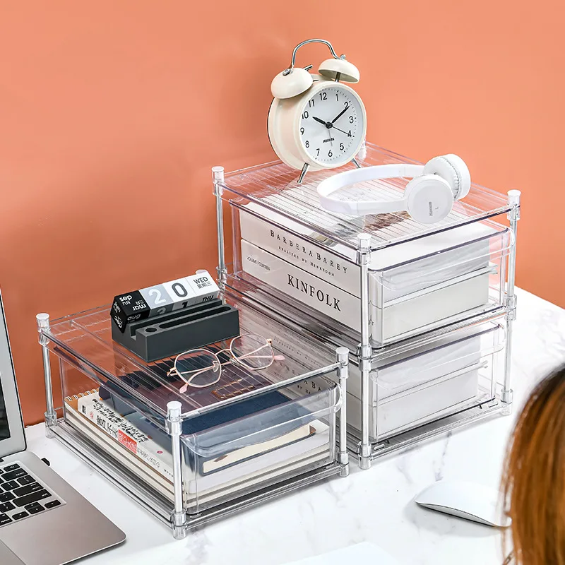 Kitchen refrigerator Transparent drawer rack Desktop stationery cosmetics storage box plastic drawer