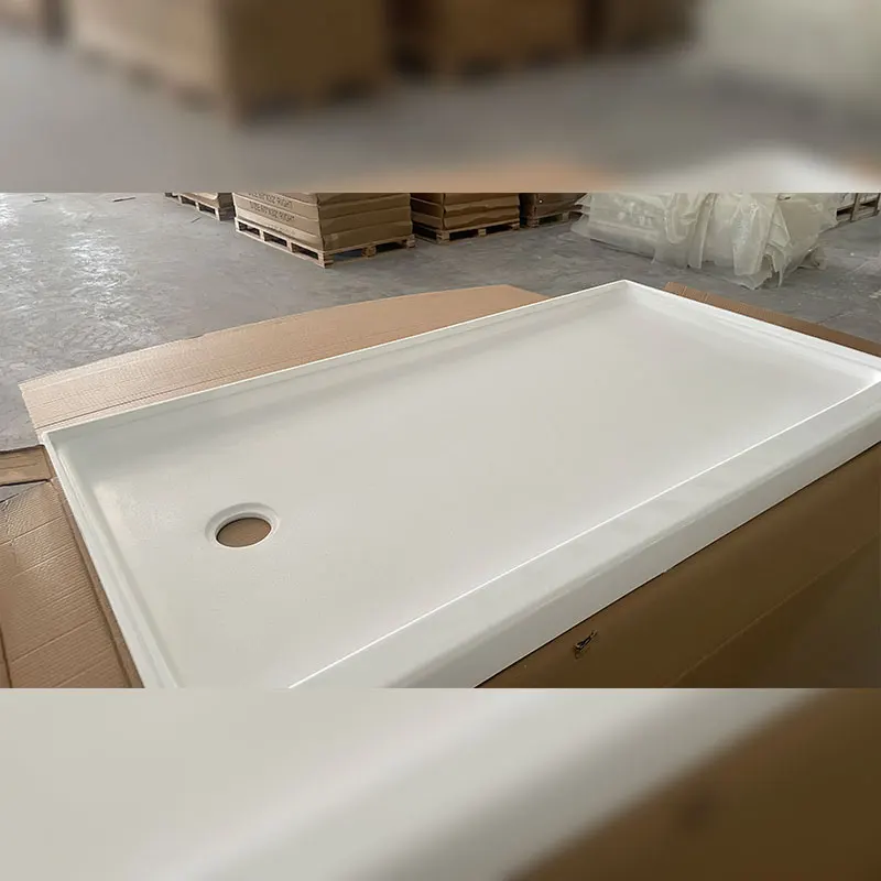 Shower Bases White Fiberglass Culture Marble Shower Trays Shower Pans for Bathroom