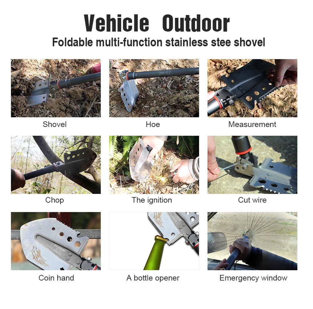 
Outdoor stainless steel and aluminum multifunctional shovel/survival shovel RB-G09 