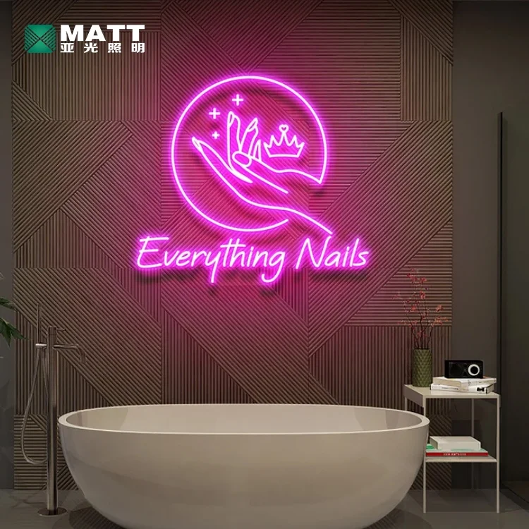 Matt Dropshipping Custom Nails Neon Sign Store Business Logo Beauty Salon Acrylic Led Nail Room for Wall