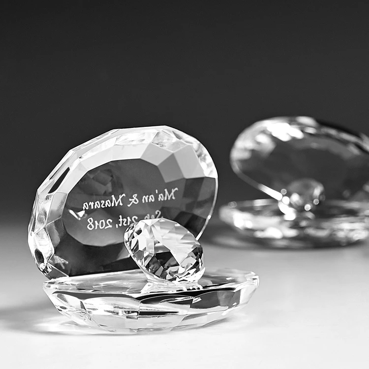 JY crystal crafts Wholesale Home Decorative Customized Crystal Seashell glass diamond with gift box
