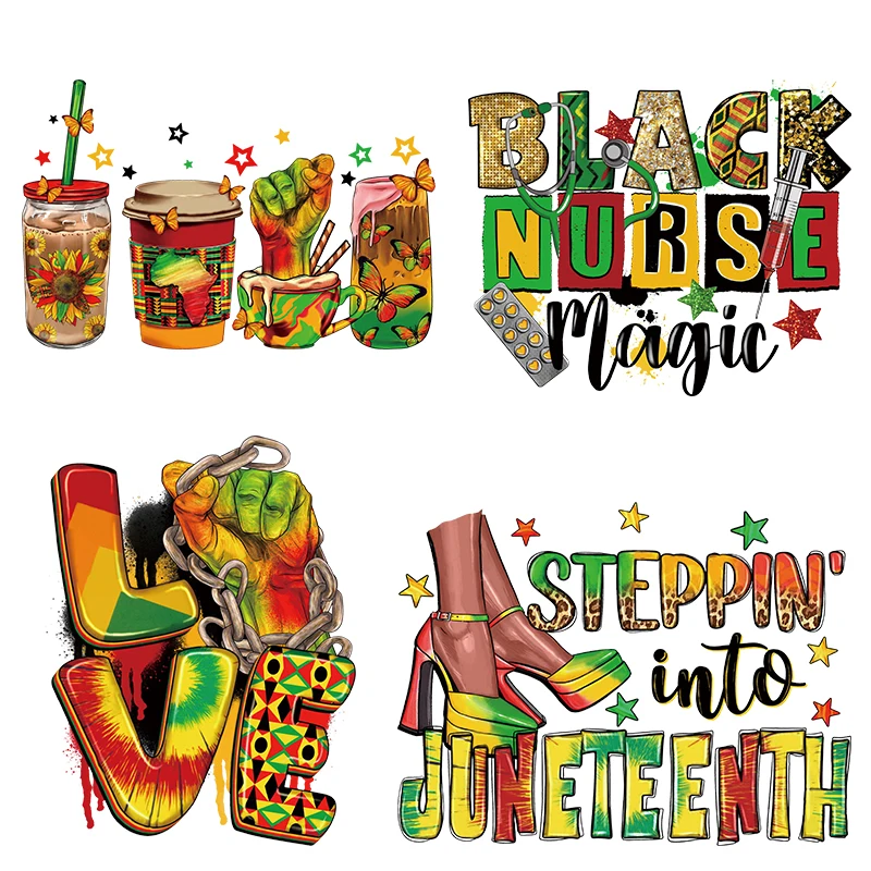 dtf transfers wholesale Hot peel black king queen design clear film screen print dtf transfers Juneteenth for garments