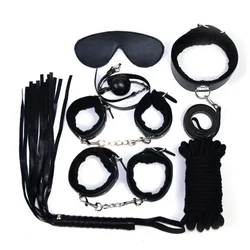 PU Plush of SM Binding Torture Adult Bed Sex Bondage Role-Playing Equipment Strap Flirt Tied sex toys 7 Seven-Piece Set Tool