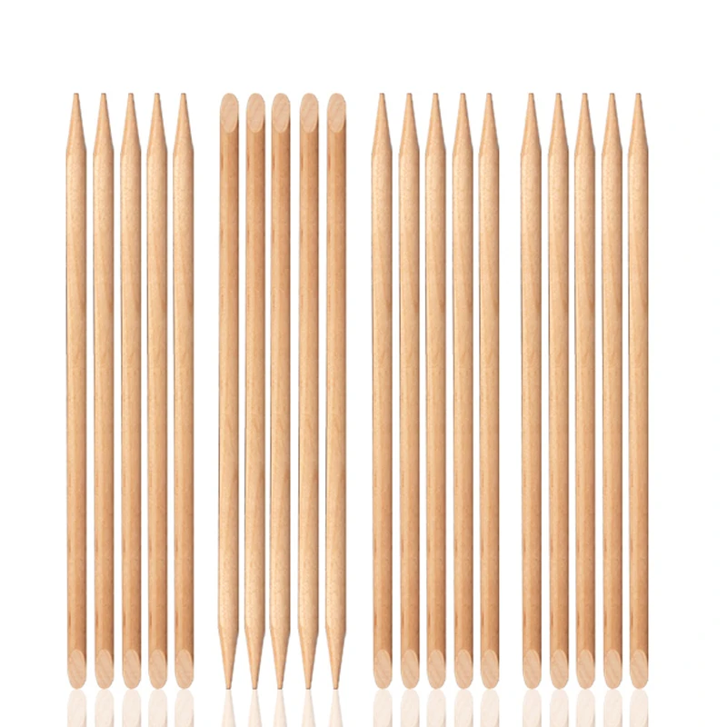 Fast shipping cheap price 11.4cm orange wood nail sticks cuticle removal manicure pusher wholesale wooden cuticle pusher 100pcs