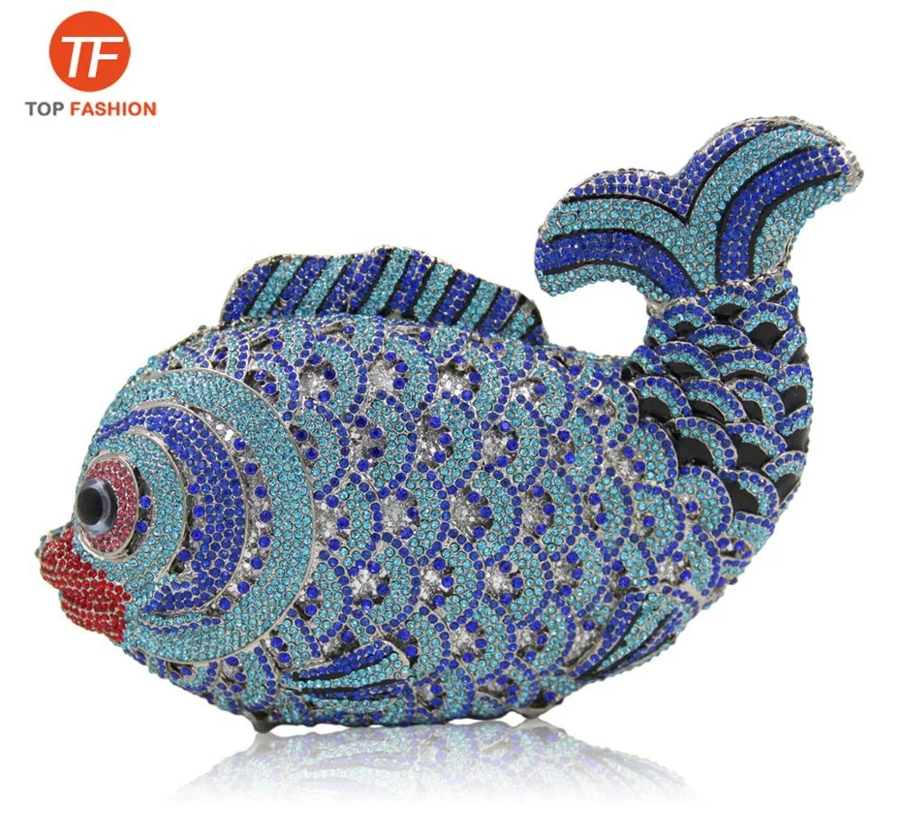 Luxury Fish Crystal Rhinestone Party Hardcase Clutch Evening Bag from Factory