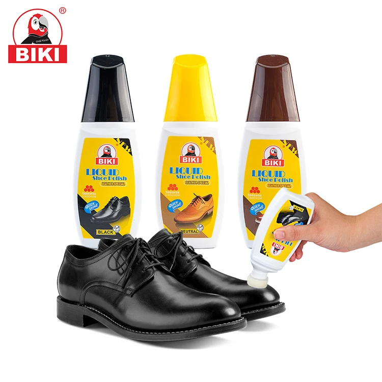 BIKI Wholesale Price Fast Delivery OEM Leather Care Oil 75ml Neutral Brown Black Liquid Shoe Polish