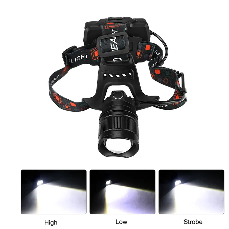 Factory wholesale led headlight flashlight waterproof 13000 lumens high power USB rechargeable headlight