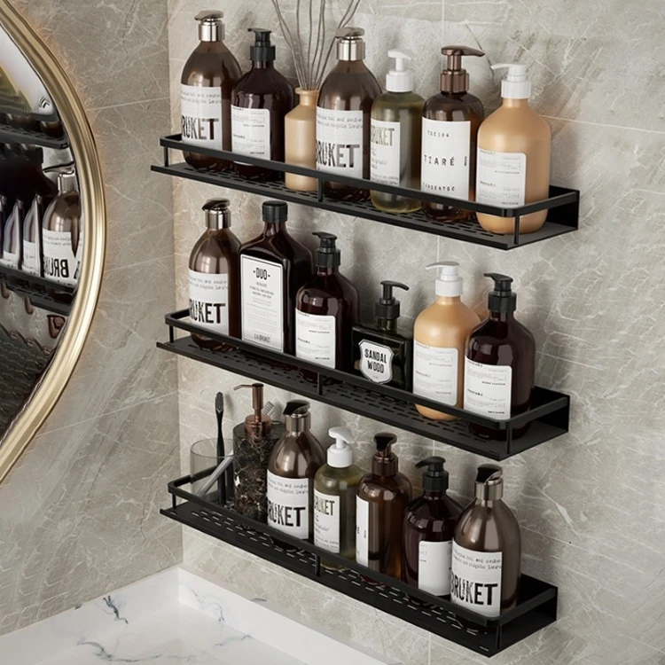 Ermo wall mounted black shower shelf space aluminum bathroom shower caddy