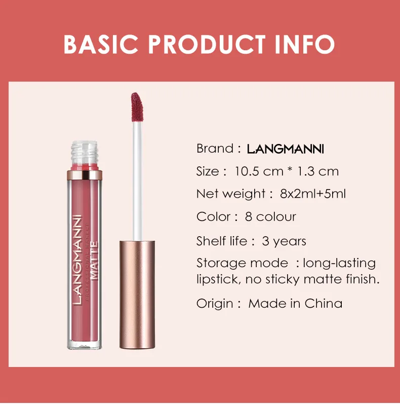 Langmanni High Gloss Shiny Lip Gloss 6-piece Set Diamond Pearl Metallic Lip Gloss Set