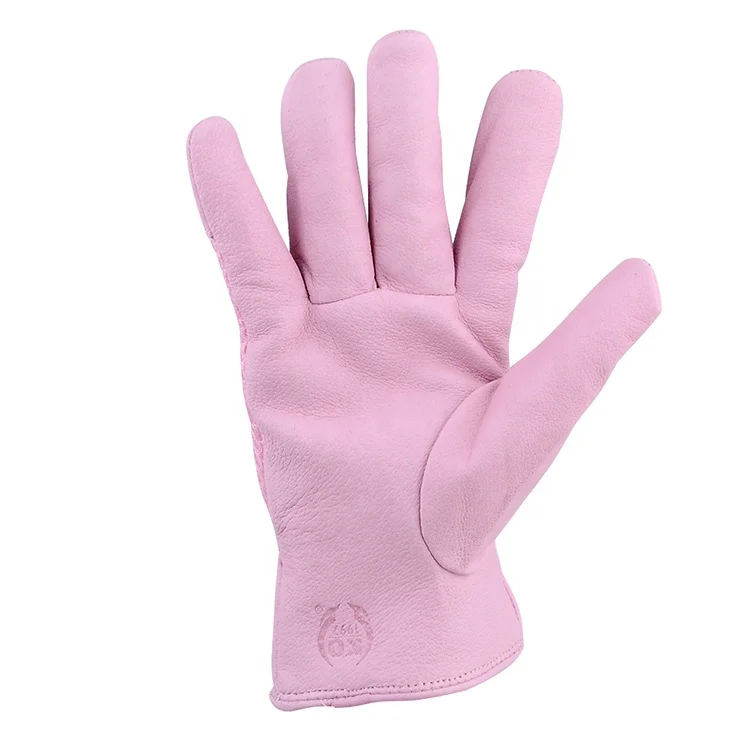 KKOYING leather pink work gloves Anti-Impact Anti-Static Protective leather work gloves