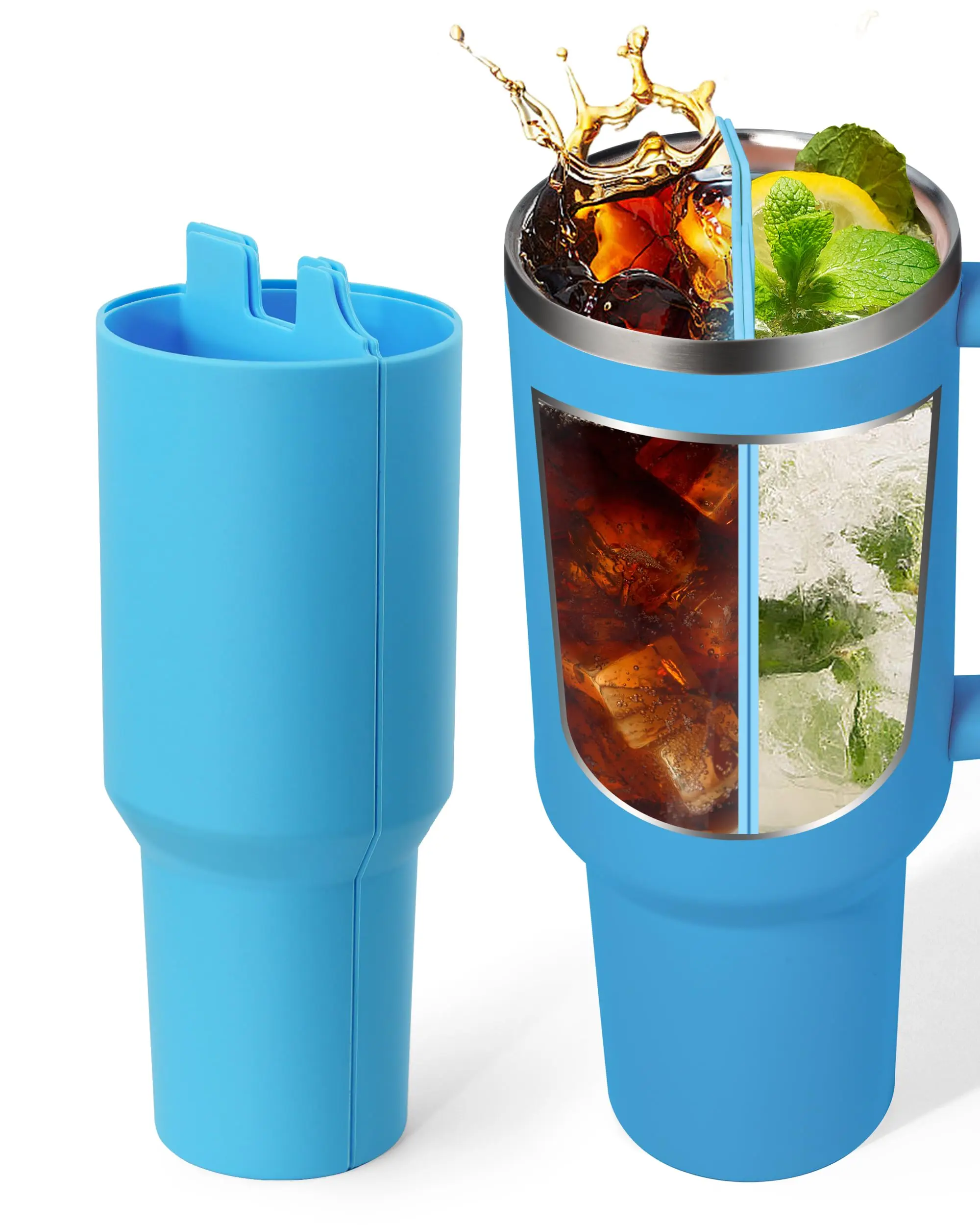 2-In-1 Drink Separator Silicone Liner For Stanley Cup 40 Oz  Reusable Inner Tray For Juice Coffee Cola