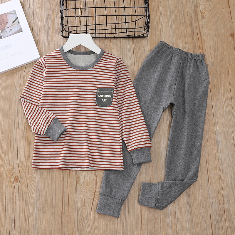 Wholesale High Quality Cotton Pajamas Sleepwear Cute Cartoon Print Long Sleeve for Children Pajamas