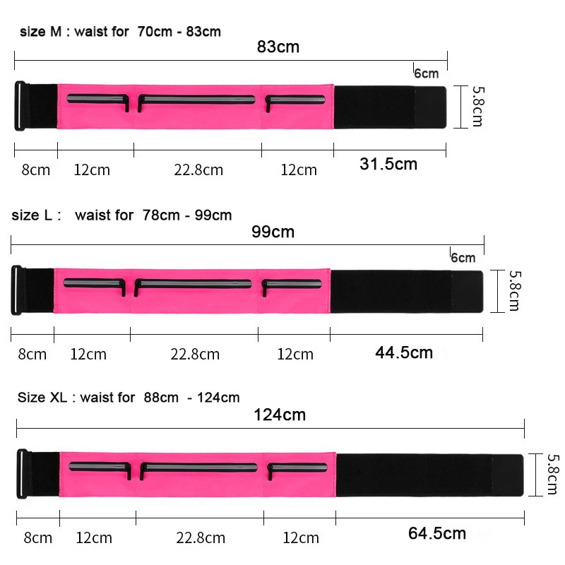 Waterproof Running Jogging Cycling Sport Men Three Pockets Fanny Pack Belt Bag Waist Pouch with Adjustable Strap