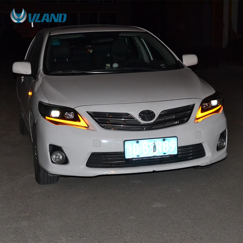 VLAND Factory Full LED Headlights With Sequential Turn Signal Headlamp 2011 2012 2013 Head Light For Toyota corolla Headlight