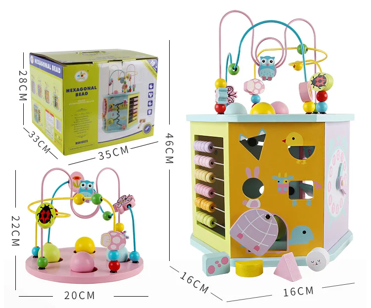 multifunctional beaded toys children montessori animal educational wooden toys