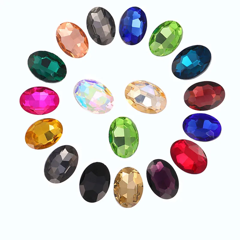 Лидер продаж Необычные Овальные Стеклянные хрустальные камни овальной формы ремесла стразы с острым концом «сделай сам» сумки для одежды аксессуары телефона и обуви