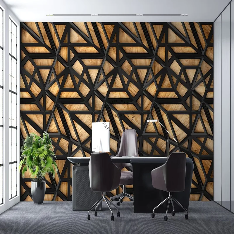 Office wall decoration wallpaper grid background self-adhesive 3D mural