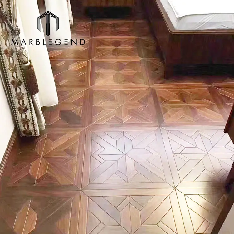 Custom wooden floor parquetry design patterns solid walnut wood parquet flooring for interior decor