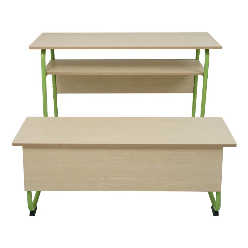 School Furniture Student Desk and Chair Sets With Two Seats Bench School Table and Chair Wooden