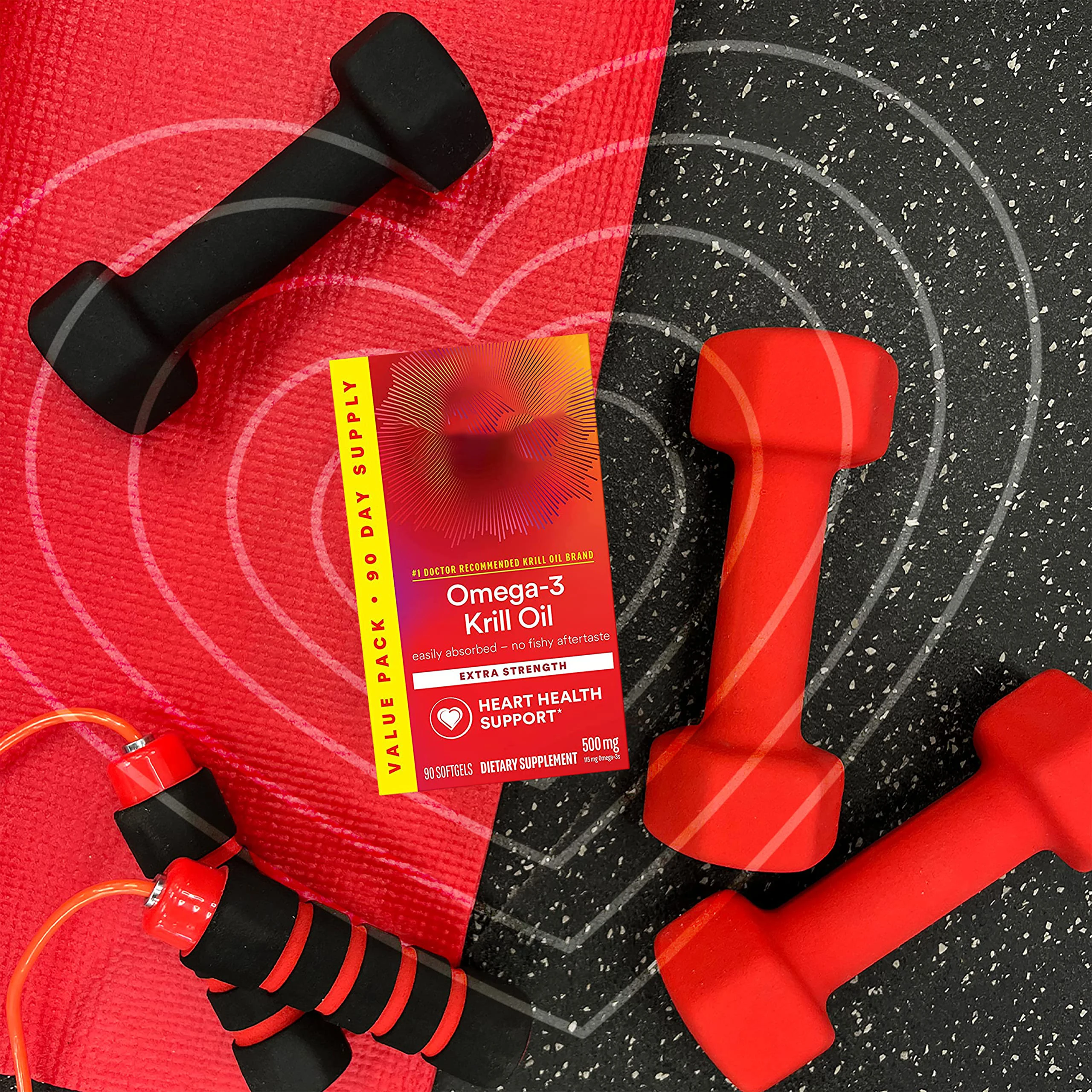 Antarctic Krill Oil 500mg Omega 3 Fatty Acid Supplement Extra Strength EPA & DHA Softgels Antioxidant Astaxanthin Softgels