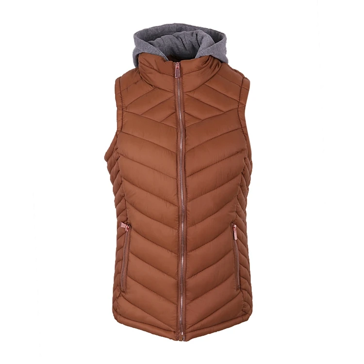 
Cheap Hot Sale High Quality Zipper Down Womens Warm Thick Padded Fur Vest 