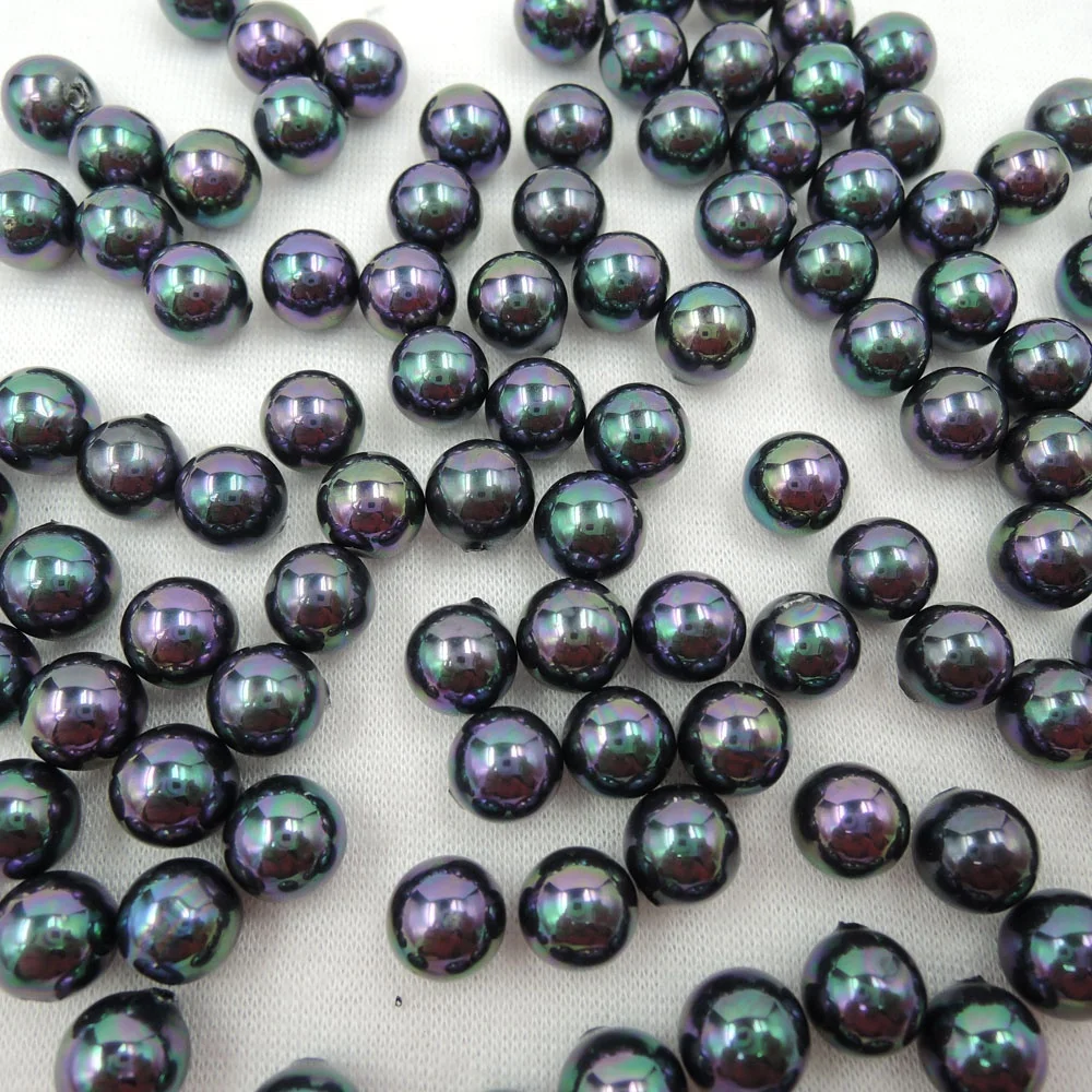 in paired 8mm mother of pearl ,sea-shell pearl ,perfect round shape,half hole drilled