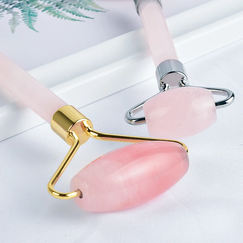 2023 Top Selling Jade Face Roller Pure Natural Rose Quartz Roller Skincare Tool Custom Logo Pink Crystal Stone Massage Roller