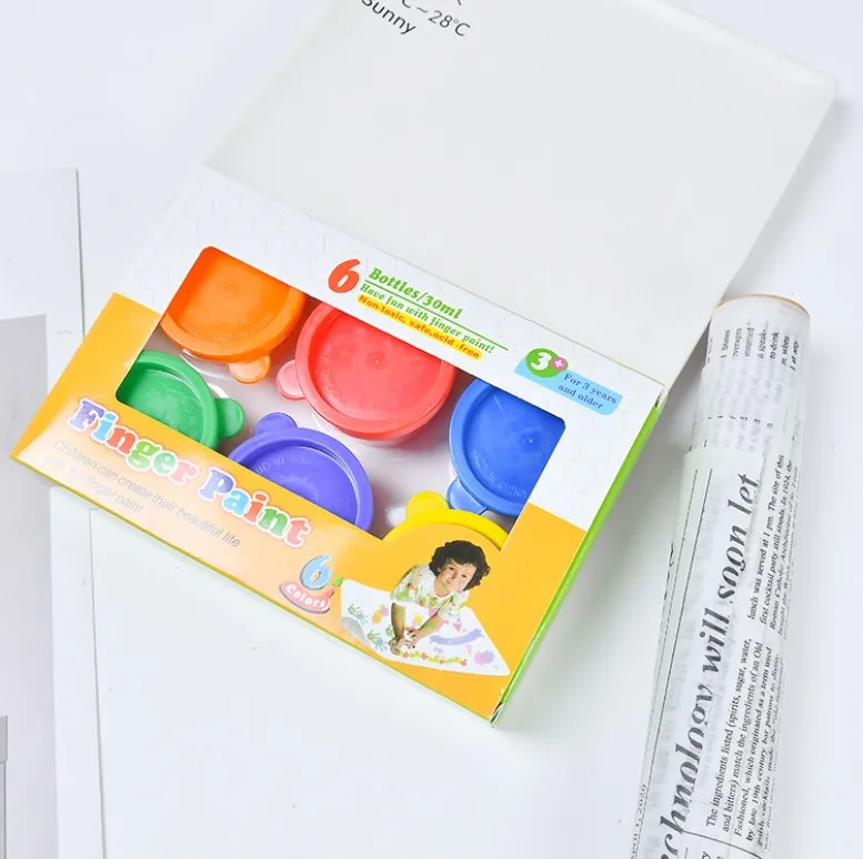Environment friendly Non-Toxic Washable 30ml 6 Colours Finger Paint For Kids Diy Painting