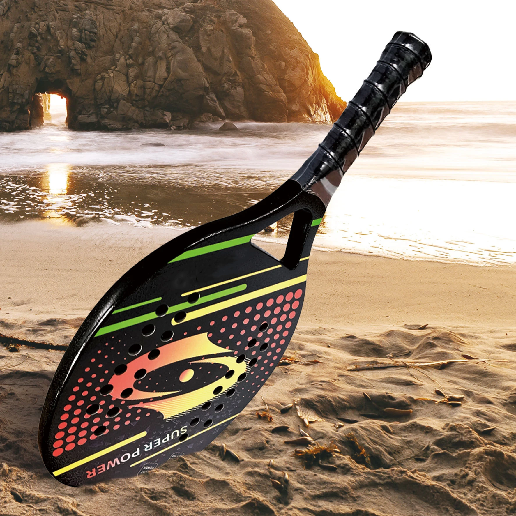 Professional China Factory Custom Tennis Paddles 3K 12K 18K Sand Grit Carbon Fiber Visible Beach Tennis Racket