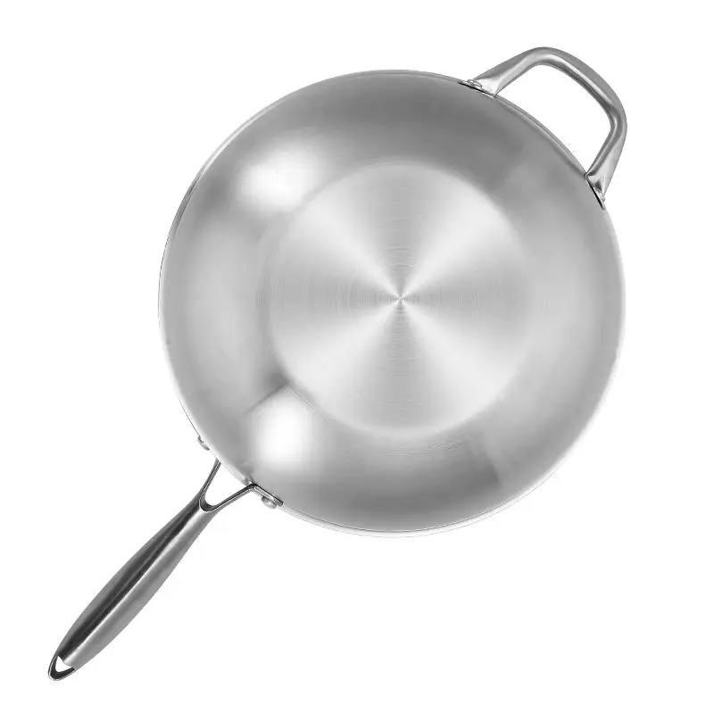 304 stainless steel wok fry pan can be used for induction cooker and gas