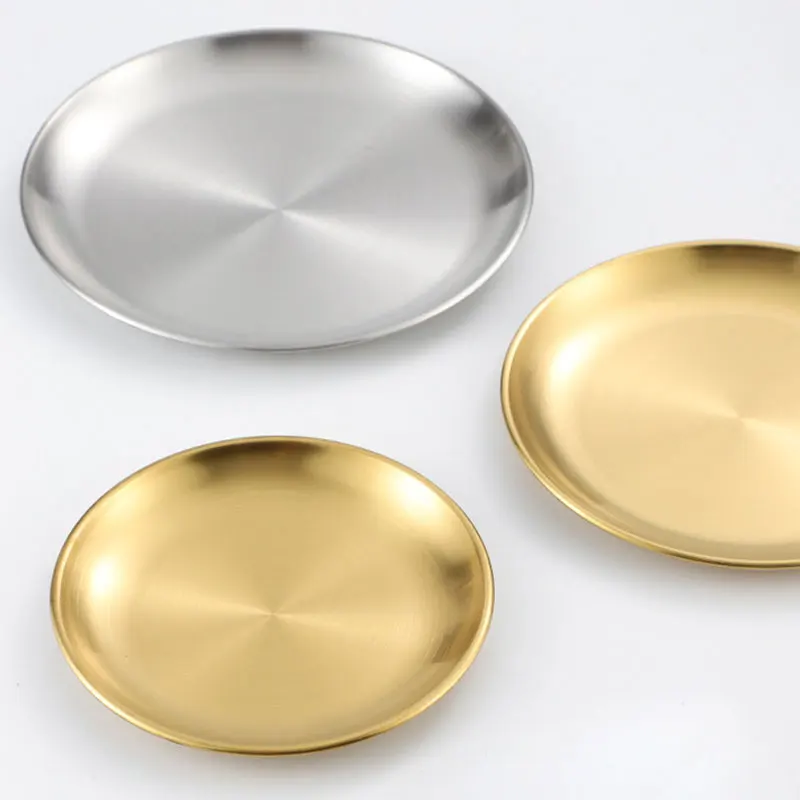 Stainless Steel Metal Tray Plate Hot Pot Barbecue Food Fruit Multi-purpose Plate