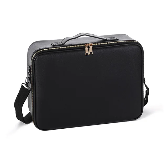 Black Multifunctional Shopping Bags For Cosmetics Saffiano Leather Toiletry Bag Zipper Cosmetic Makeup Organizer Bag Travel