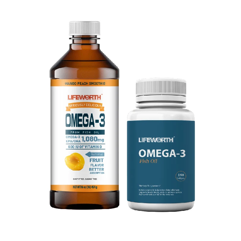 Lifeworth Formulation Omega 3 6 9 Capsules Vitamins A D3 Complex Fish Oil Softgel with Garlic Oil