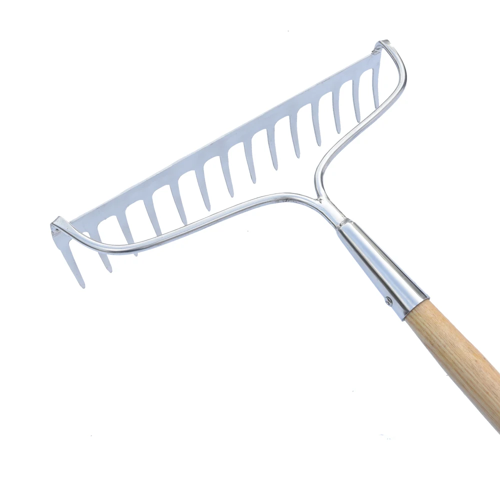 Wholesale Different Types Of Long Yellow Tubular Fiberglass, Handle 14 Teeth 16 Teeth Steel Gardening Garden Rake/