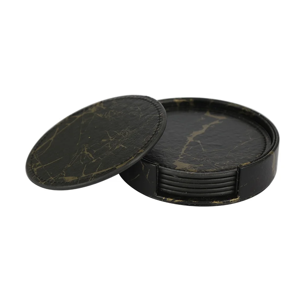 DX set of 6 PU leather placemats for dining table cup coaster drink for home decor kitchen coaster