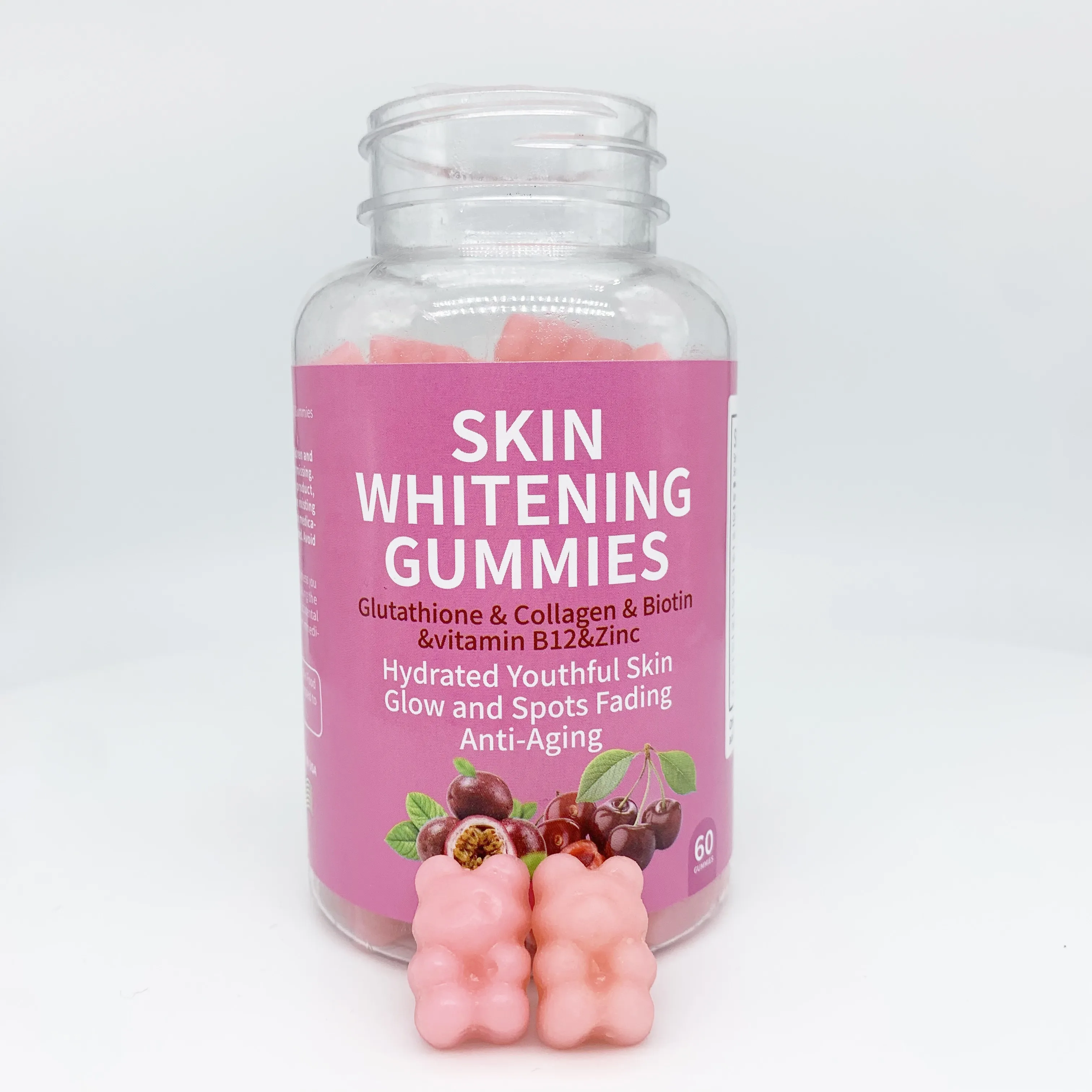 Hot Selling Herbal Supplements Skin Whitening Gummies Brightening Youthful Stay Young Supports Essential Amino Acids Elastin